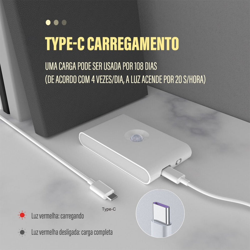 Lâmpada de LED com sensor de presença e carregamento USB